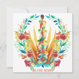 Bright Beltane Maypole Summer Blommigt Fire Kort