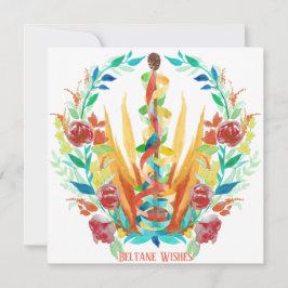 Bright Beltane Maypole Summer Blommigt Fire Kort