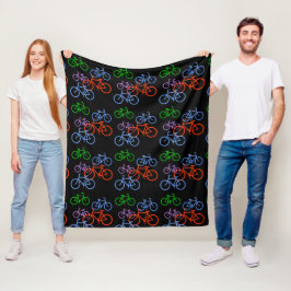 Bright Bicycles Mönster på Black Fleecefilt