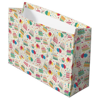 Bright Birthday Cakes and Balloons Wrapping Paper