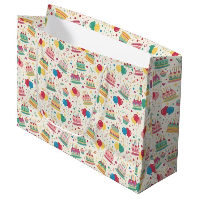 Bright Birthday Cakes and Balloons Wrapping Paper (Framsidan Vinklad)