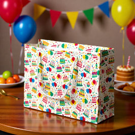 Bright Birthday Cakes and Balloons Wrapping Paper