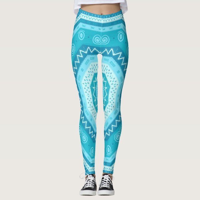 Bright Blå himmel Medallion Leggings (Framsida)