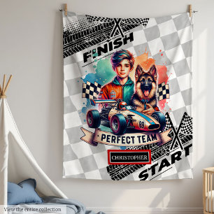 Bright Blanket Sport Car Racer Boy Birthday Fleecefilt