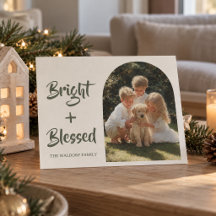 Bright & Blessed Foto Familj | Julkort