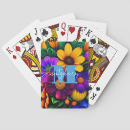 Bright Blommigt Bouquet Monogrammed Casinokort
