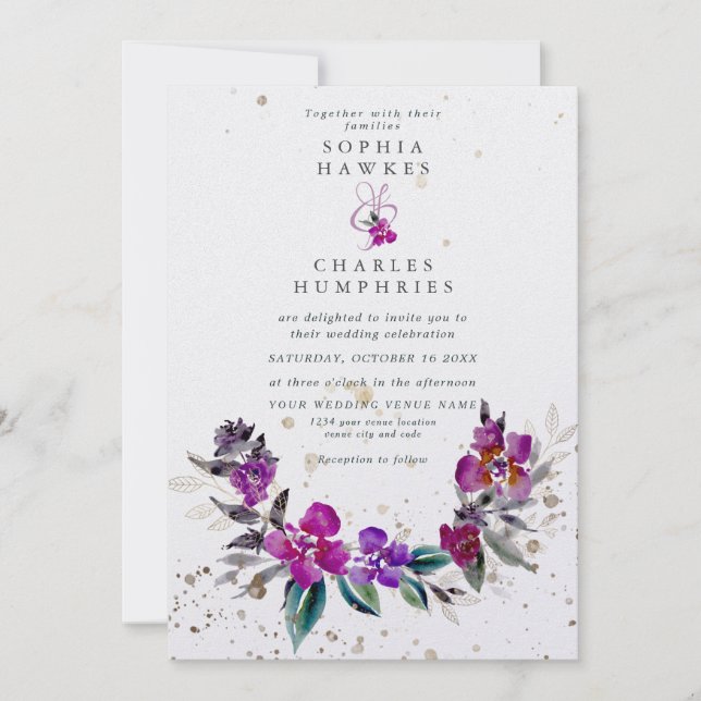 Bright Blommigt Ram med guld-detaljer Julkort (Framsida)