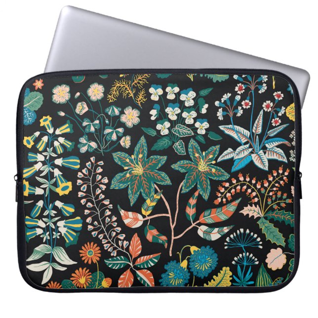 Bright Blommigt: Slumpmässig botanisk sömlös. Laptop Fodral (Framsidan)
