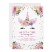 Bright Blommigt Unicorn Birthday