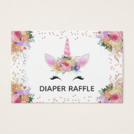 Bright Blommigt Unicorn Diaper Raffle Visitkort