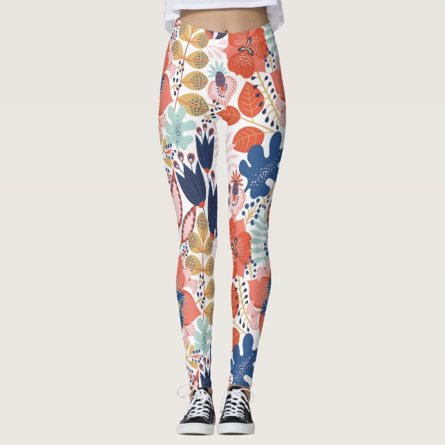 Bright blommigt vintage: Skandinaviskt stil. Leggings (Framsida)