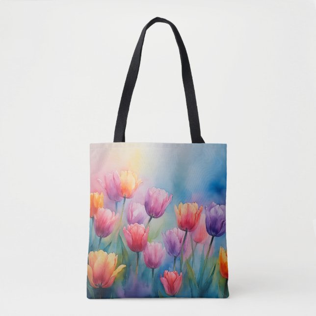 Bright Bloom Tulips Tote Tygkasse (Framsida)