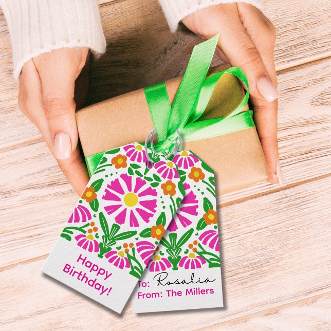 Bright Blooms Birthday Cheer! Presentetikett (Skapare uppladdad)