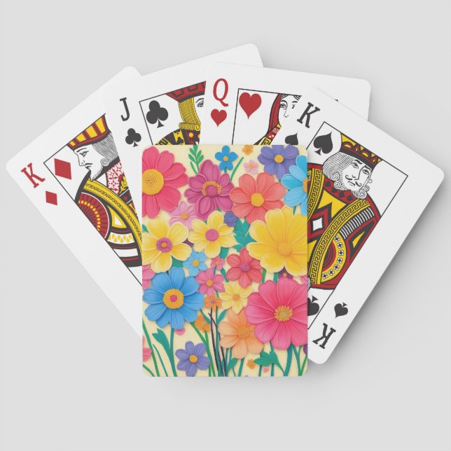 Bright Blooms i Fullt Färg Casinokort (Baksidan)