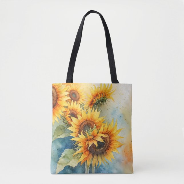 Bright Blooms Solros Tote Bag Tygkasse (Framsida)