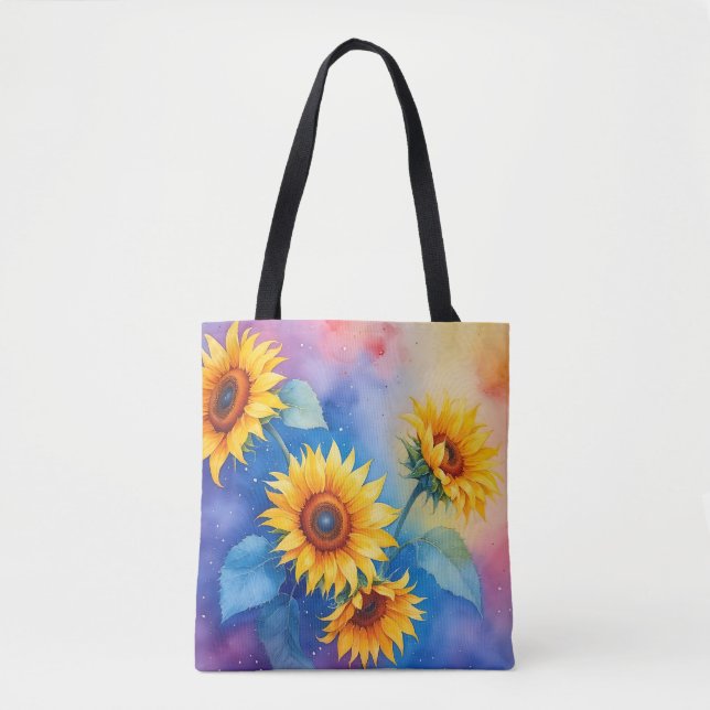 Bright Blooms Solros Tote Bag Tygkasse (Framsida)