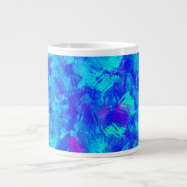 Bright Blue Abstract Brush Strokes Design Jumbo Mugg