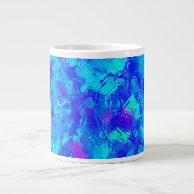 Bright Blue Abstract Brush Strokes Design Jumbo Mugg (Framsidan)