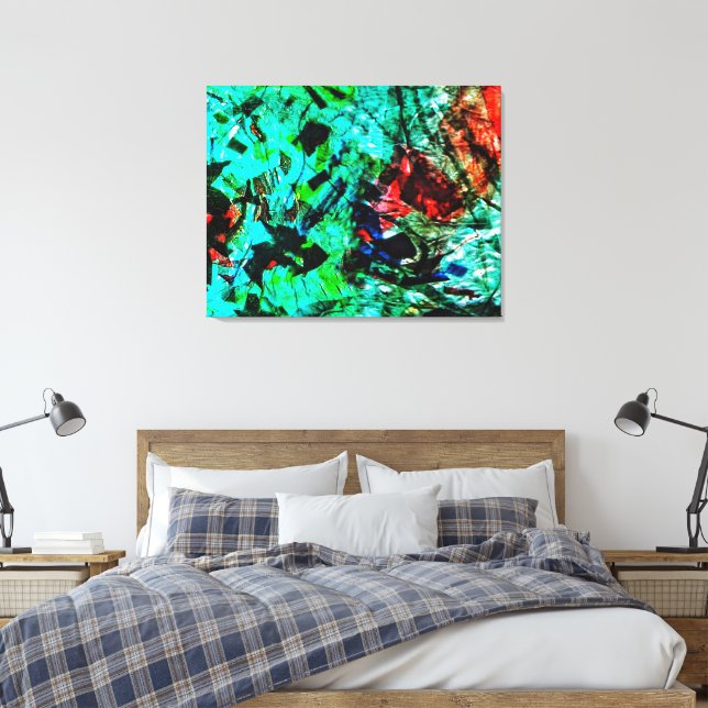 Bright blue abstract Stretched Canvas Print,Bright (Insitu (sovrum))