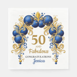 Bright Blue and Flat Gold Birthday Party Pappersservett