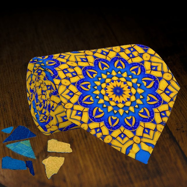Bright Blue and Gult Mosaic Sunburst Slips (Skapare uppladdad)