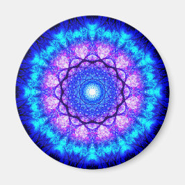 Bright Blue and Lila Mandala Magnet