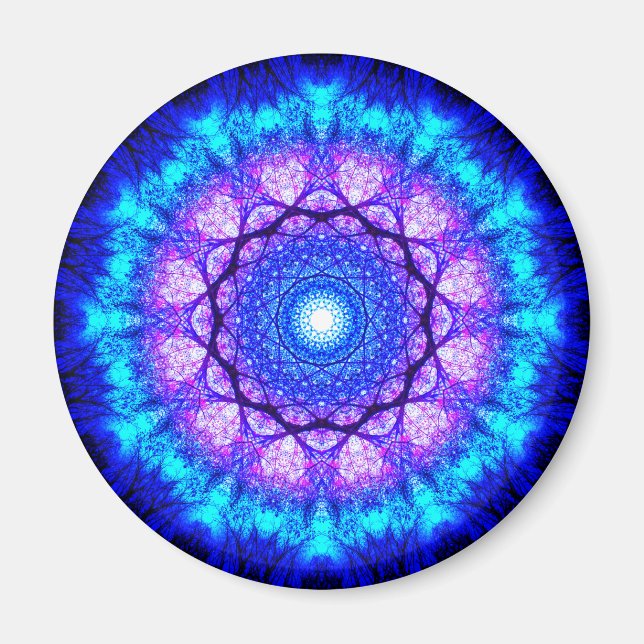 Bright Blue and Lila Mandala Magnet (Framsidan)