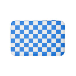 Bright Blue and White Checkers Badrumsmatta