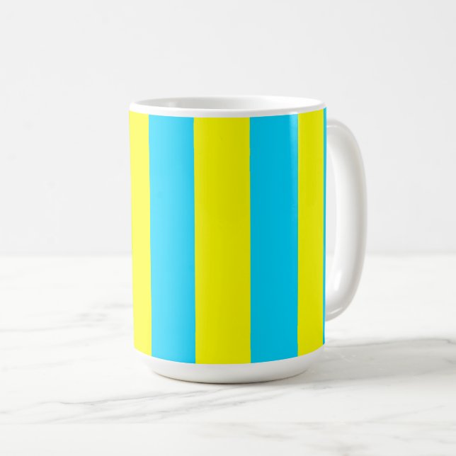 Bright Blue and Yellow Stripes  Kaffemugg (Framsida höger)