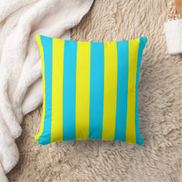 Bright Blue and Yellow Stripes  Kudde