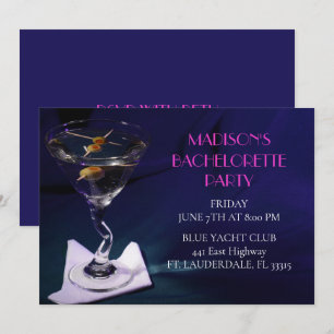 Bright Blue Bachelorette Martini Brudens sida Inbjudningar