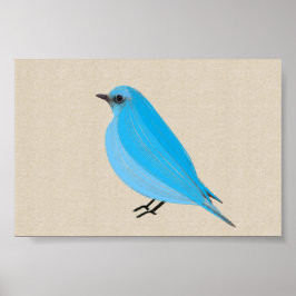Bright Blue Bird Tanager på Linen Canvas Poster
