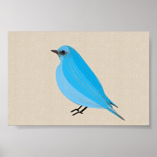 Bright Blue Bird Tanager på Linen Canvas Poster (Framsidan)