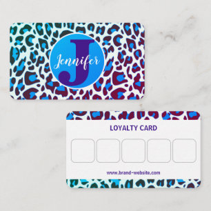 Bright Blue Leopard Skriv ut Rockabilly Mönster Visitkort