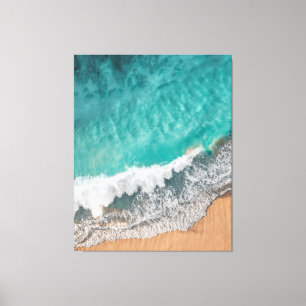 Bright Blue Lugn Ocean Shore Wood Wall Art iPad Ai Canvastryck