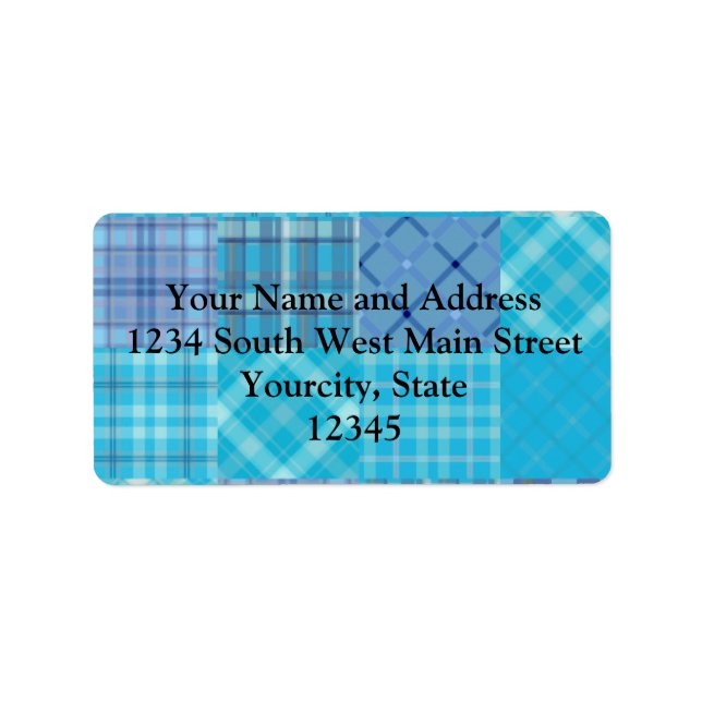 Bright Blue Madras Play Adressetikett (Framsidan)