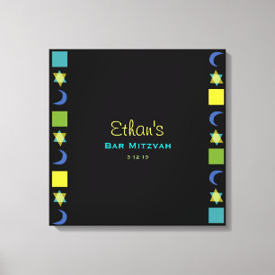 BRIGHT BLUE MITZVAH Fladdermus Pub Mitzvah Sign IN Canvastryck