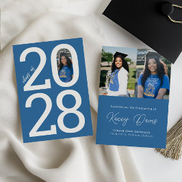 Bright Blue Modern Class Year och Photo Studenten Meddelande