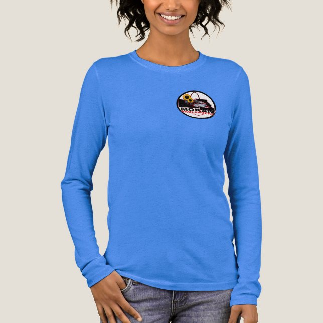 Bright Blue MOKAN Badlanders Womens LH Logo T Shirt (Framsida)