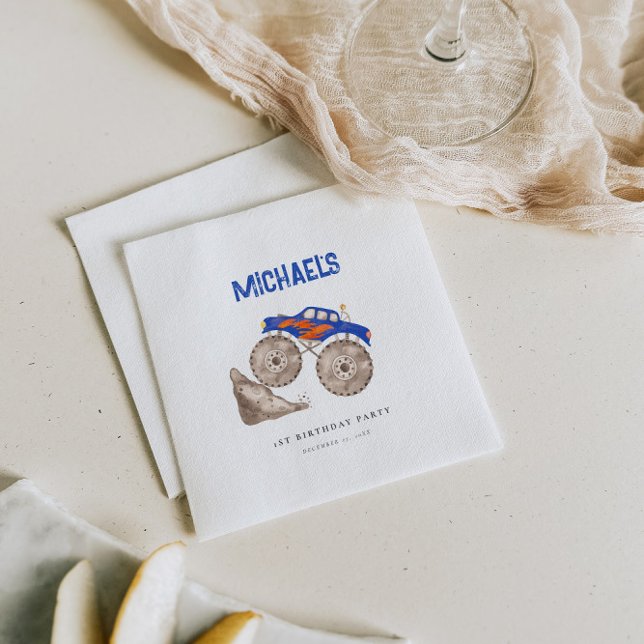 Bright Blue Monster Lastbil Pappersservett (Skapare uppladdad)