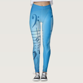 Bright Blue Musik noter Leggings