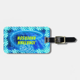 Bright Blue Neon Glowing Bassäng Vatten Vinkarare  Bagagebricka