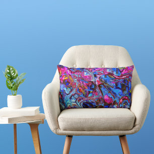 Bright Blue och Shock rosa Swirl Dekorativ kudde