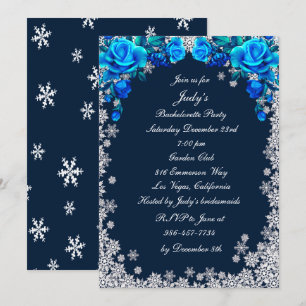 Bright Blue Ro Snowflake Bachelorette Party Inbjudningar