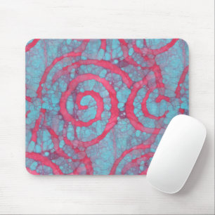 Bright Blue Rosa Funky Batik Spiral Art Mönster Musmatta