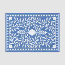 Bright Blue Traditional Bone Inlay Decoupage Paper