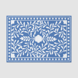 Bright Blue Traditional Bone Inlay Decoupage Paper