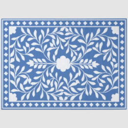 Bright Blue Traditional Bone Inlay Decoupage Paper