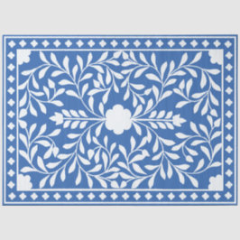 Bright Blue Traditional Bone Inlay Decoupage Paper