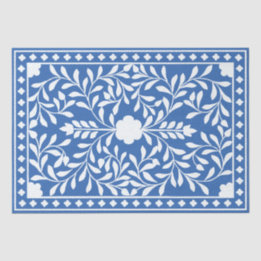 Bright Blue Traditional Bone Inlay Decoupage Paper
